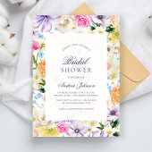 淡い夏の庭園の花のブライダルシャワー 招待状