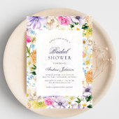 淡い夏の庭園の花のブライダルシャワー 招待状