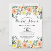 淡い桃と白い庭の縁ど花 招待状 (正面)