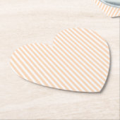 淡い桃色の天使の肌のようなコーラル＆ホワイトストライプ ペーパーコースター (アングル)