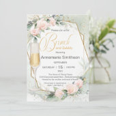 淡い桃色の花のブランチとバブルシャワー 招待状 (スタンド正面)