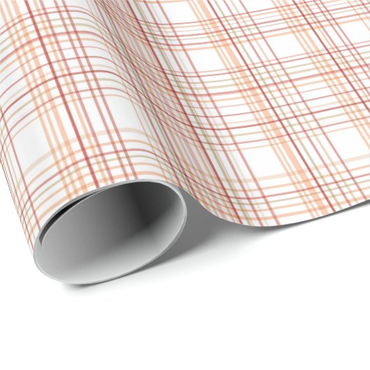 淡い桜色とタン色の幾何学模様のタータン ラッピングペーパー (ロールコーナー)