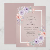 淡い桜色のロマンティックな春のウェディング 招待状 (正面/裏面)