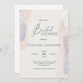 淡い水彩のピンクの青い粉末ブライダルシャワー 招待状 (正面/裏面)