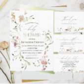 淡い水彩の野生の花　赤ちゃんの歓迎会 招待状