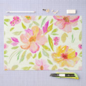 淡い水彩フローラ牡丹繰り返しパターン 薄葉紙 (クラフト)