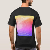 淡い波を描いた鮮やかな虹のポスター Tシャツ (裏面)