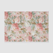 淡い淡い色のピンクの背景に大きなピンクの牡丹 薄葉紙 (正面)