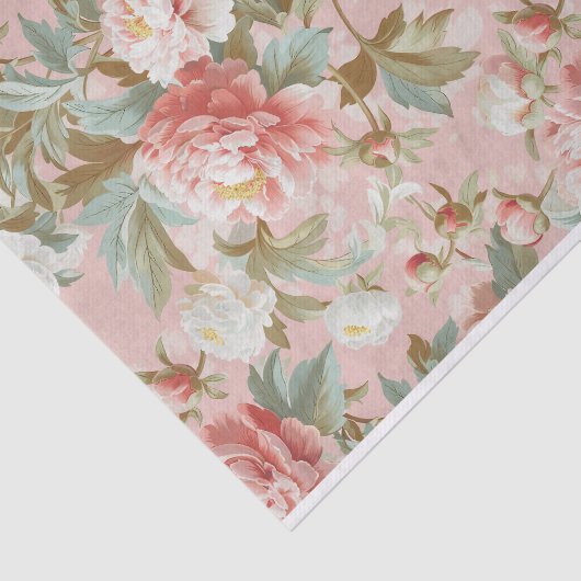 淡い淡い色のピンクの背景に大きなピンクの牡丹 薄葉紙 (詳細)