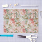 淡い淡い色のピンクの背景に大きなピンクの牡丹 薄葉紙 (クラフト)