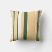 淡い濃いオリーブ緑の白ベージュラインストライプ クッション (裏面)