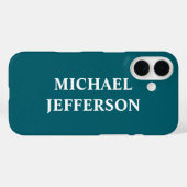 淡い濃いティール(緑がかった色)色のパーソナライズされた名前をカスタムする Case-Mate iPhoneケース (裏面 (横))