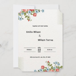 淡い灰橙色と濃い黄色の水彩花 招待状