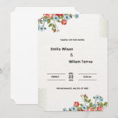 淡い灰橙色と濃い黄色の水彩花 招待状 (正面/裏面)