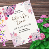 淡い灰色がかったオレンジ色のピンク色の花の母の日 招待状