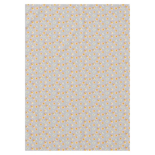 淡い灰色にピンクと白のプルメリアの花 テーブルクロス (正面)