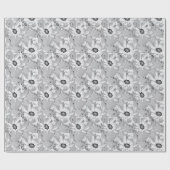 淡い灰色に白い花。 ラッピングペーパー (フラット)