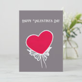 淡い灰色のミニマルなバレンタインデーのカードに赤いハート シーズンカード (スタンド正面)