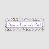 淡い灰色の花パーソナライズされた色 名札 (正面)