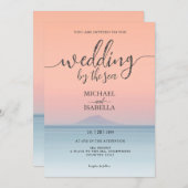 淡い空の下、海辺でウェディング 招待状 (正面/裏面)