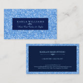 淡い空モダン色 – 青グリッターテクスチャ青アクセント 名刺 (正面/裏面)