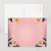 淡い素朴ピンクの背景に花の模様 ポストカード (正面/裏面)