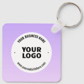 淡い紫とグラデーションあなたのビジネスロゴ キーホルダー (裏面)