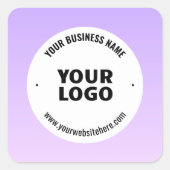 淡い紫とグラデーションあなたのビジネスロゴ スクエアシール (正面)