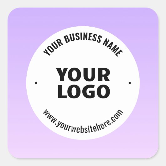 淡い紫とグラデーションあなたのビジネスロゴ スクエアシール (正面)