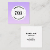 淡い紫とグラデーションあなたのビジネスロゴ スクエア名刺 (正面/裏面)