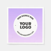 淡い紫とグラデーションあなたのビジネスロゴ スタンダードカクテルナプキン (正面)