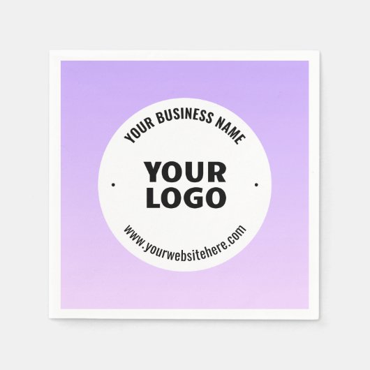 淡い紫とグラデーションあなたのビジネスロゴ スタンダードカクテルナプキン (正面)
