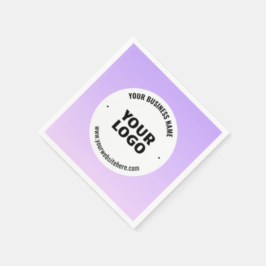 淡い紫とグラデーションあなたのビジネスロゴ スタンダードカクテルナプキン (角)