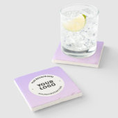 淡い紫とグラデーションあなたのビジネスロゴ ストーンコースター (横)