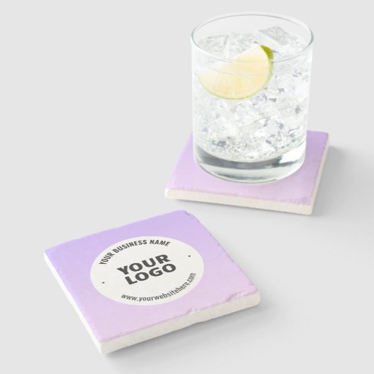 淡い紫とグラデーションあなたのビジネスロゴ ストーンコースター (横)