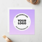淡い紫とグラデーションあなたのビジネスロゴ ノートカード (正面/裏面インサイチュ)