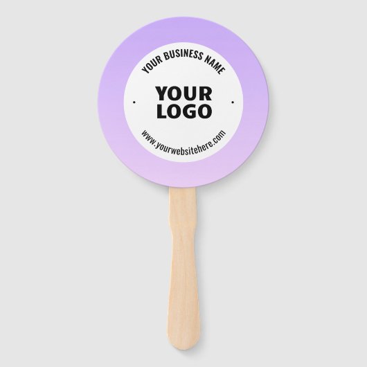 淡い紫とグラデーションあなたのビジネスロゴ ハンドファン (正面)