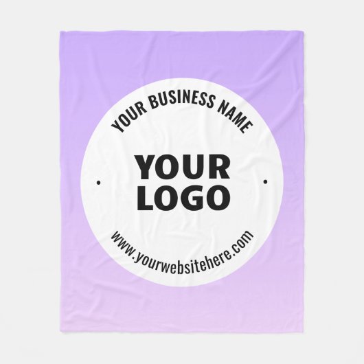淡い紫とグラデーションあなたのビジネスロゴ フリースブランケット (正面)