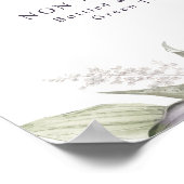 淡い紫と緑の花模様、パーティードリンクメニュー ポスター (角)