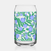 淡い紫のフローラの花と緑の葉植物 ガラス缶 (裏面)