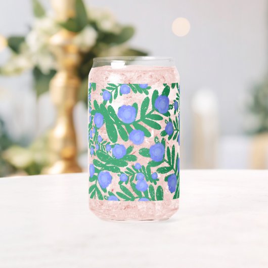 淡い紫のフローラの花と緑の葉植物 ガラス缶 (インサイチュ (ウェディング))