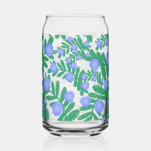 淡い紫のフローラの花と緑の葉植物 ガラス缶 (左)