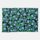 淡い紫のフローラの花と緑の葉植物 キッチンタオル (横)