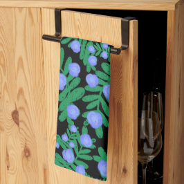 淡い紫のフローラの花と緑の葉植物 キッチンタオル