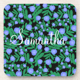 淡い紫のフローラの花と緑の葉植物 コースター