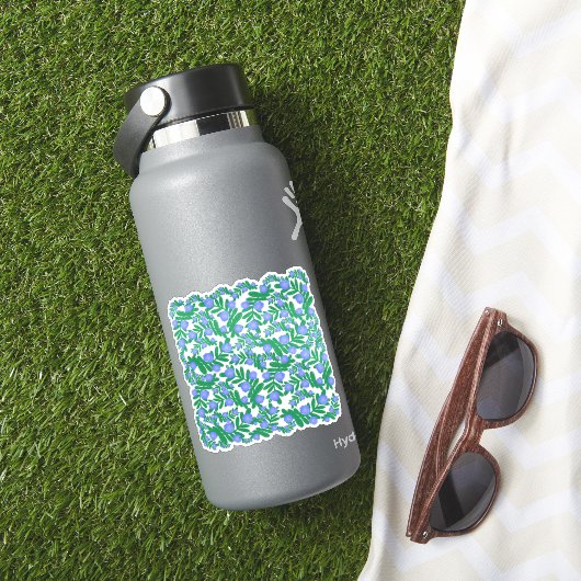 淡い紫のフローラの花と緑の葉植物 シール (HydroFlaskインサイチュ)