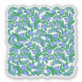 淡い紫のフローラの花と緑の葉植物 シール (正面)