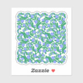 淡い紫のフローラの花と緑の葉植物 シール (シート)