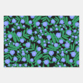 淡い紫のフローラの花と緑の葉植物 ラッピングペーパーシート (正面3)