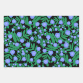 淡い紫のフローラの花と緑の葉植物 ラッピングペーパーシート (正面2)